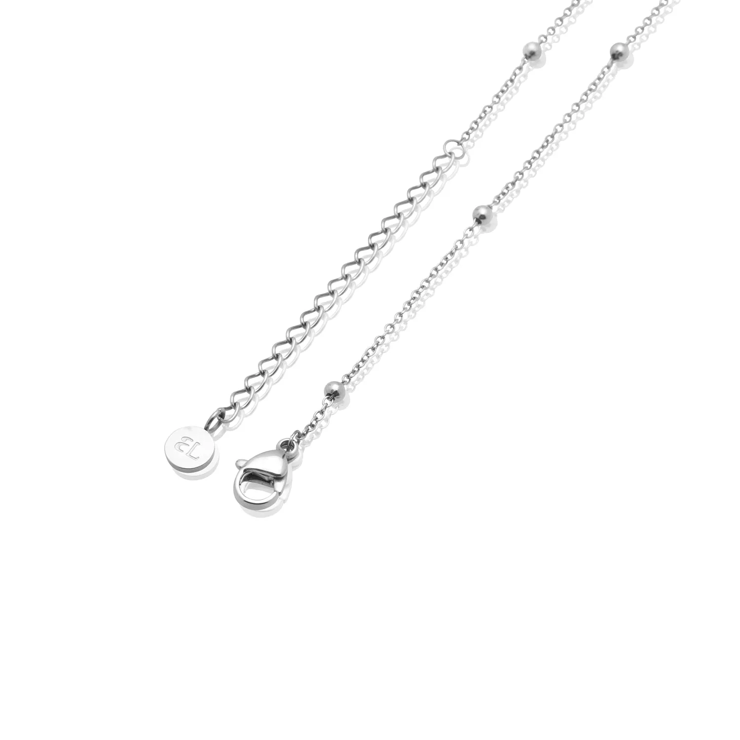 Personalized Initial & Droplet Birthstone Necklace (Silver)