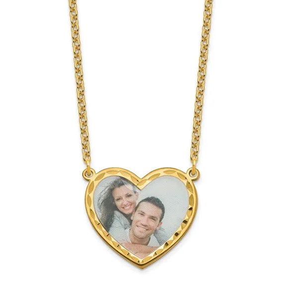 Personalized Large 1 inch Photo Heart with Beveled Edge Necklace