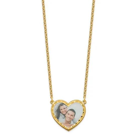 Personalized Large 1 inch Photo Heart with Beveled Edge Necklace