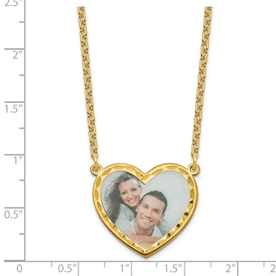 Personalized Large 1 inch Photo Heart with Beveled Edge Necklace