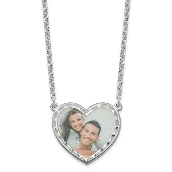 Personalized Large 1 inch Photo Heart with Beveled Edge Necklace