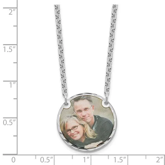 Personalized Medium 18 mm Photo Beveled Edge Round Circle Disc Necklace