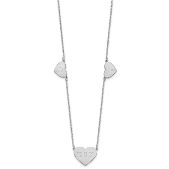 Personalized Station 3 Heart Necklace