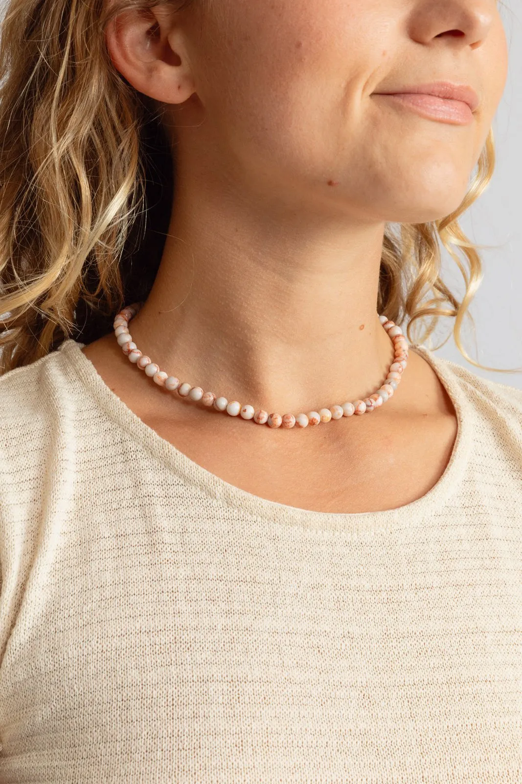 Pink Jasper Beaded Necklace