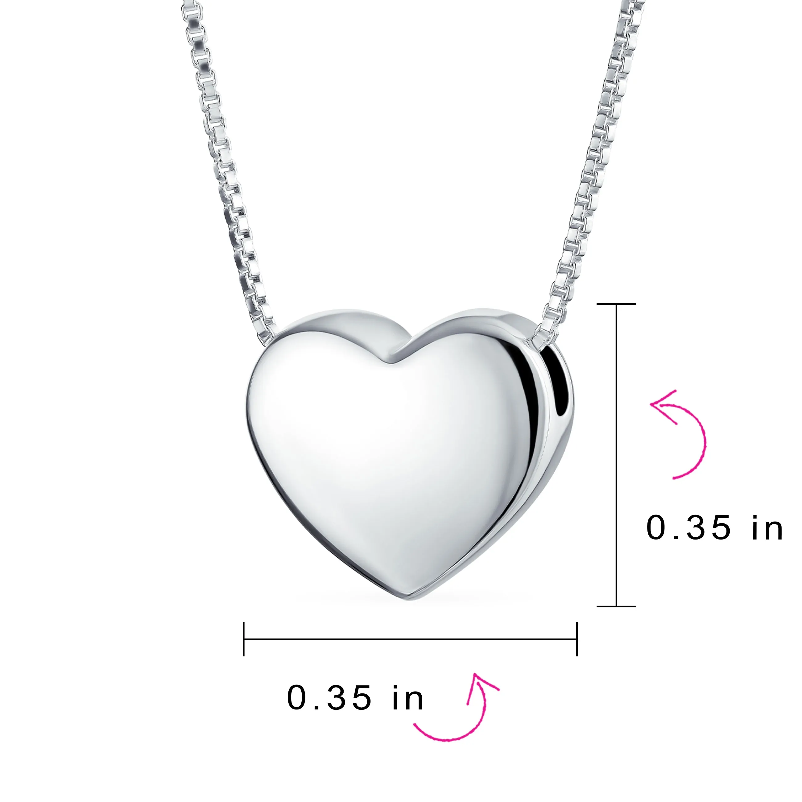 Plain Alphabet A-Z Monogram Heart Pendant Necklace in Sterling Silver