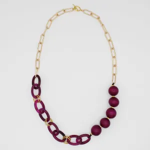 Purple and Gold Chain Link Necklace