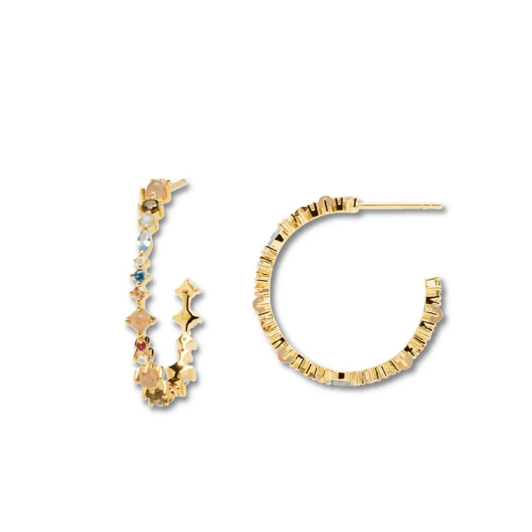 Rainbow Gold Hoops Delicate