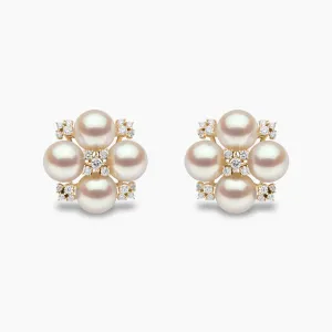 Raindrop 18K Gold Akoya Pearl and Diamond Mini Motif Earrings