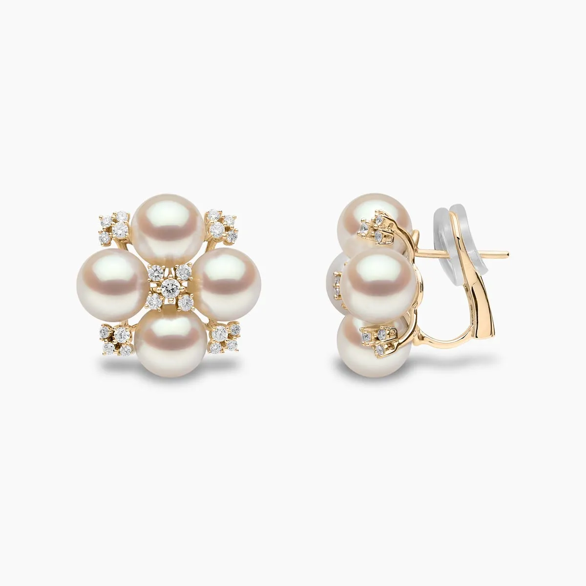 Raindrop 18K Gold Akoya Pearl and Diamond Mini Motif Earrings