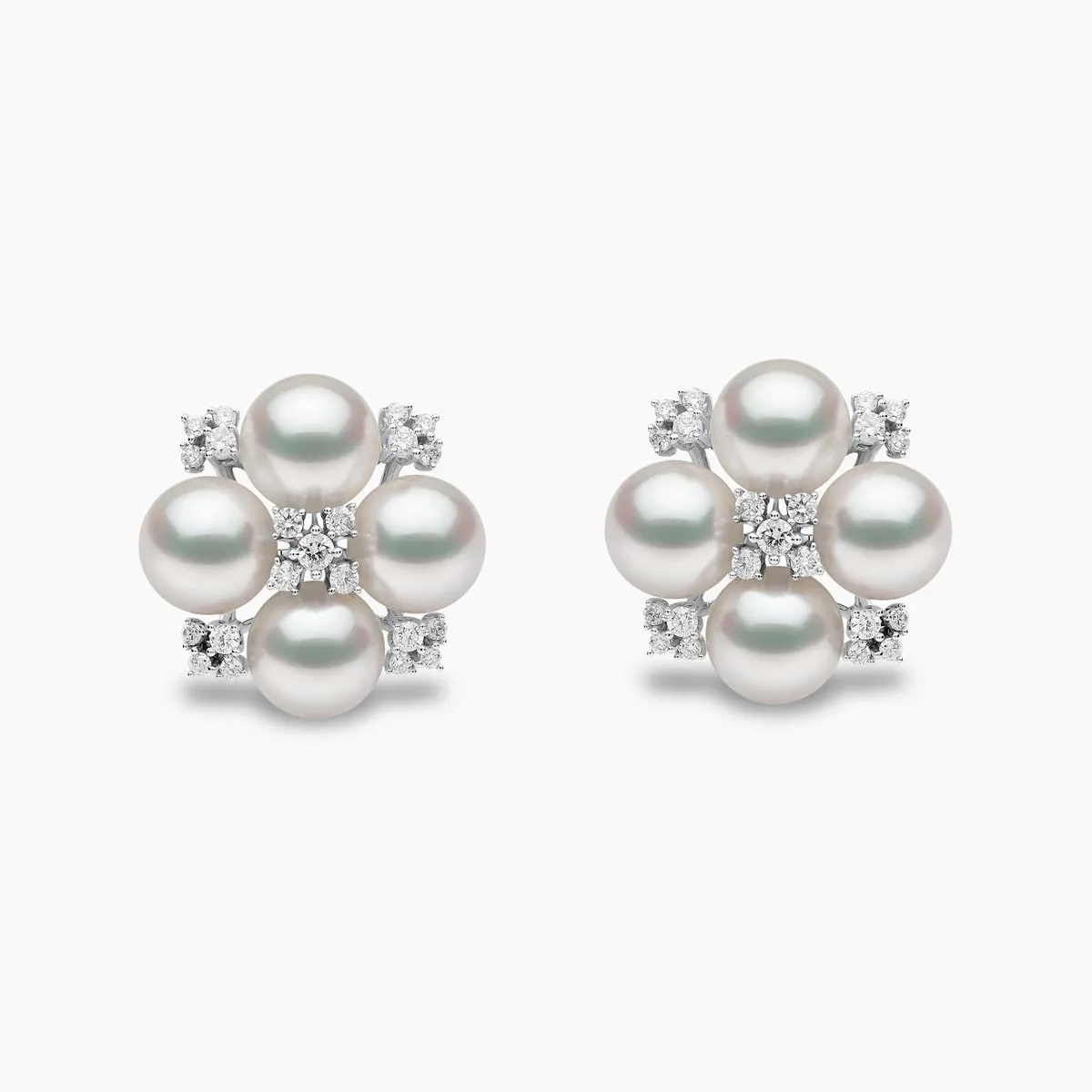 Raindrop 18K Gold Akoya Pearl and Diamond Mini Motif Earrings