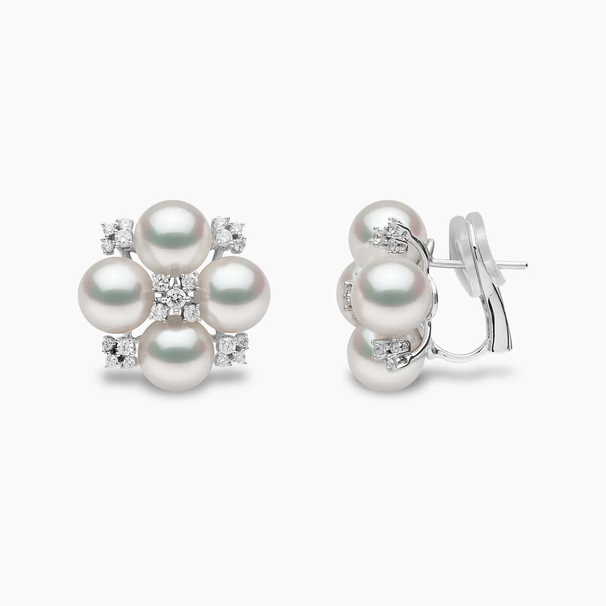 Raindrop 18K Gold Akoya Pearl and Diamond Mini Motif Earrings