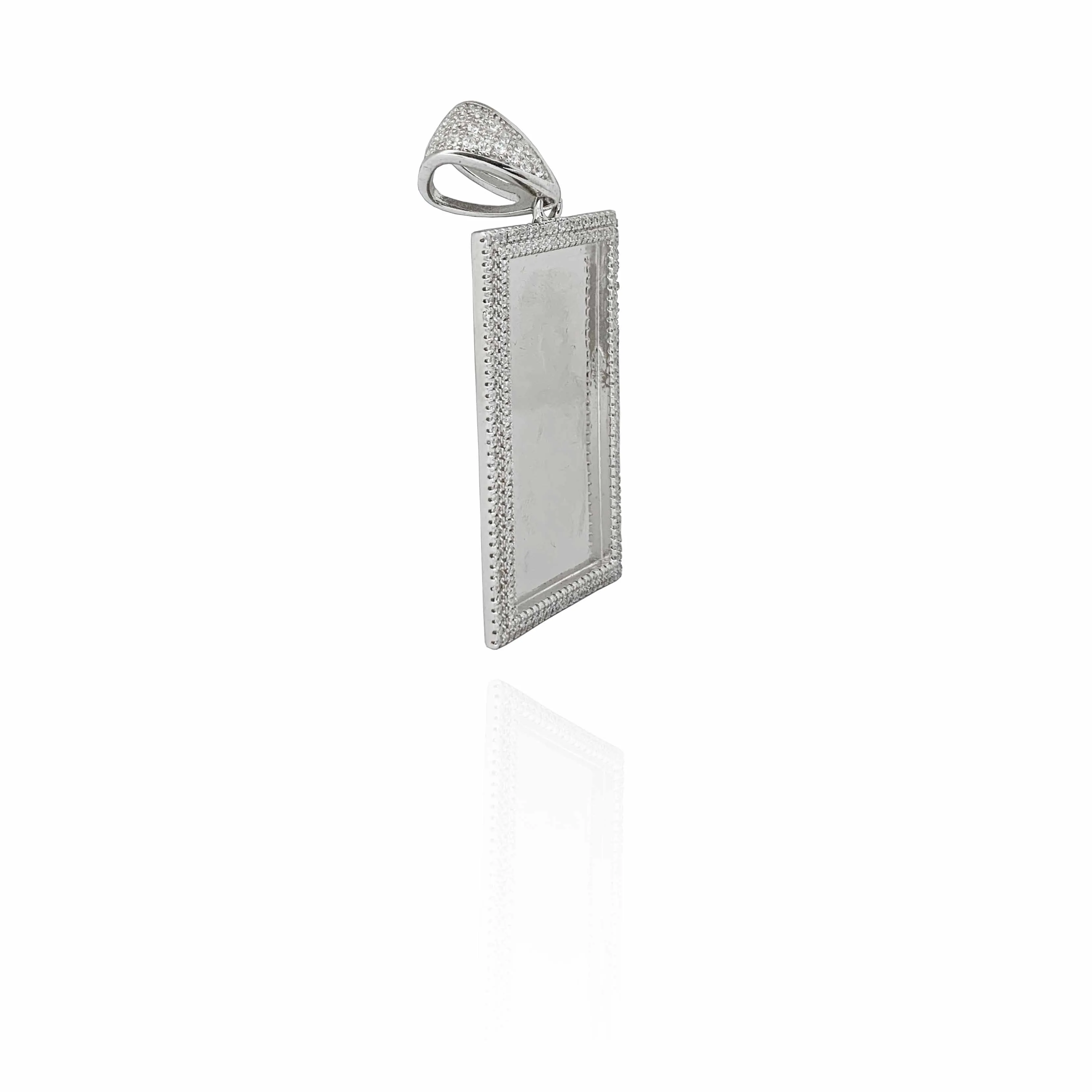 Rectangular Stoneset Frame Picture Pendant (Silver)