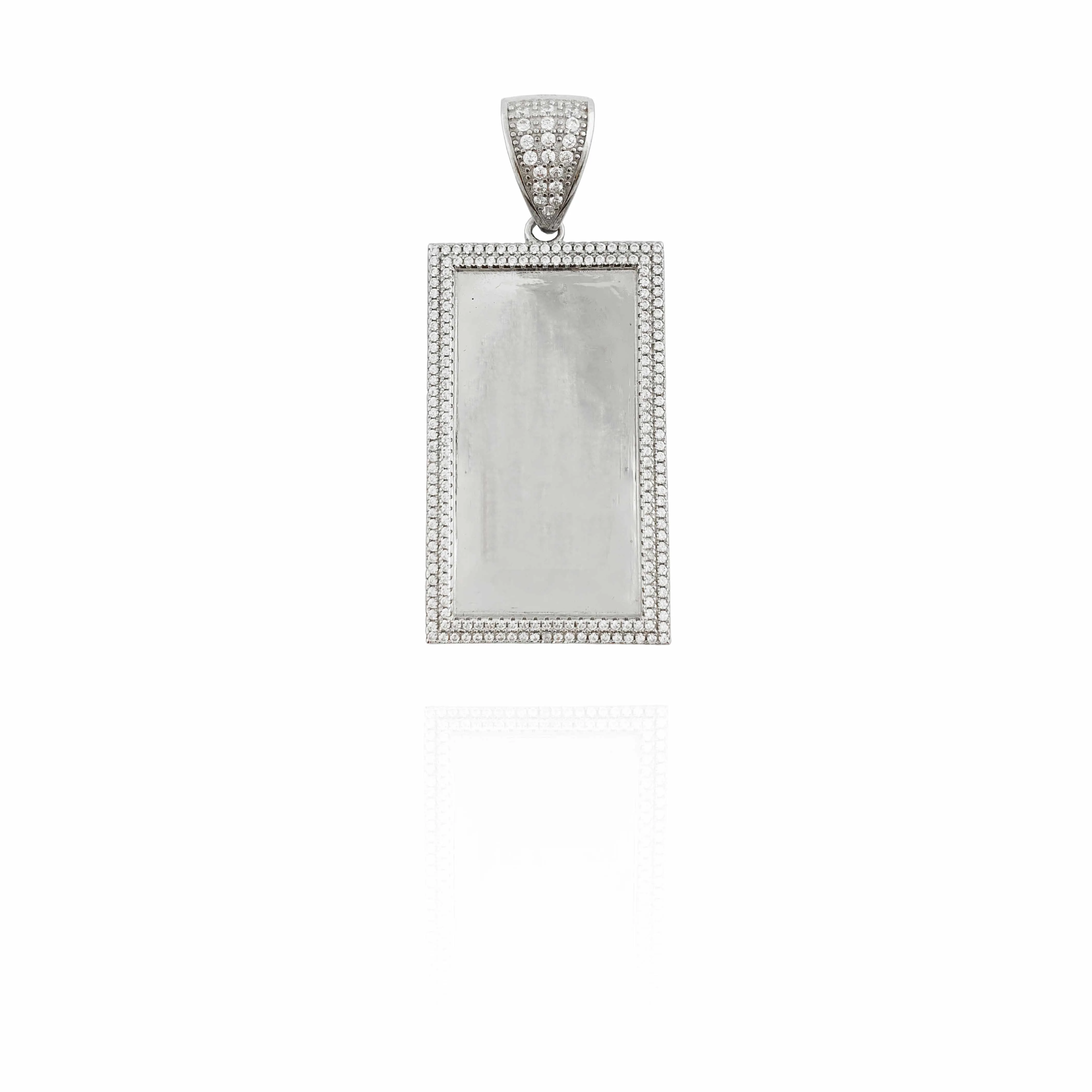 Rectangular Stoneset Frame Picture Pendant (Silver)