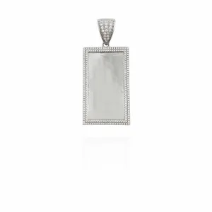 Rectangular Stoneset Frame Picture Pendant (Silver)