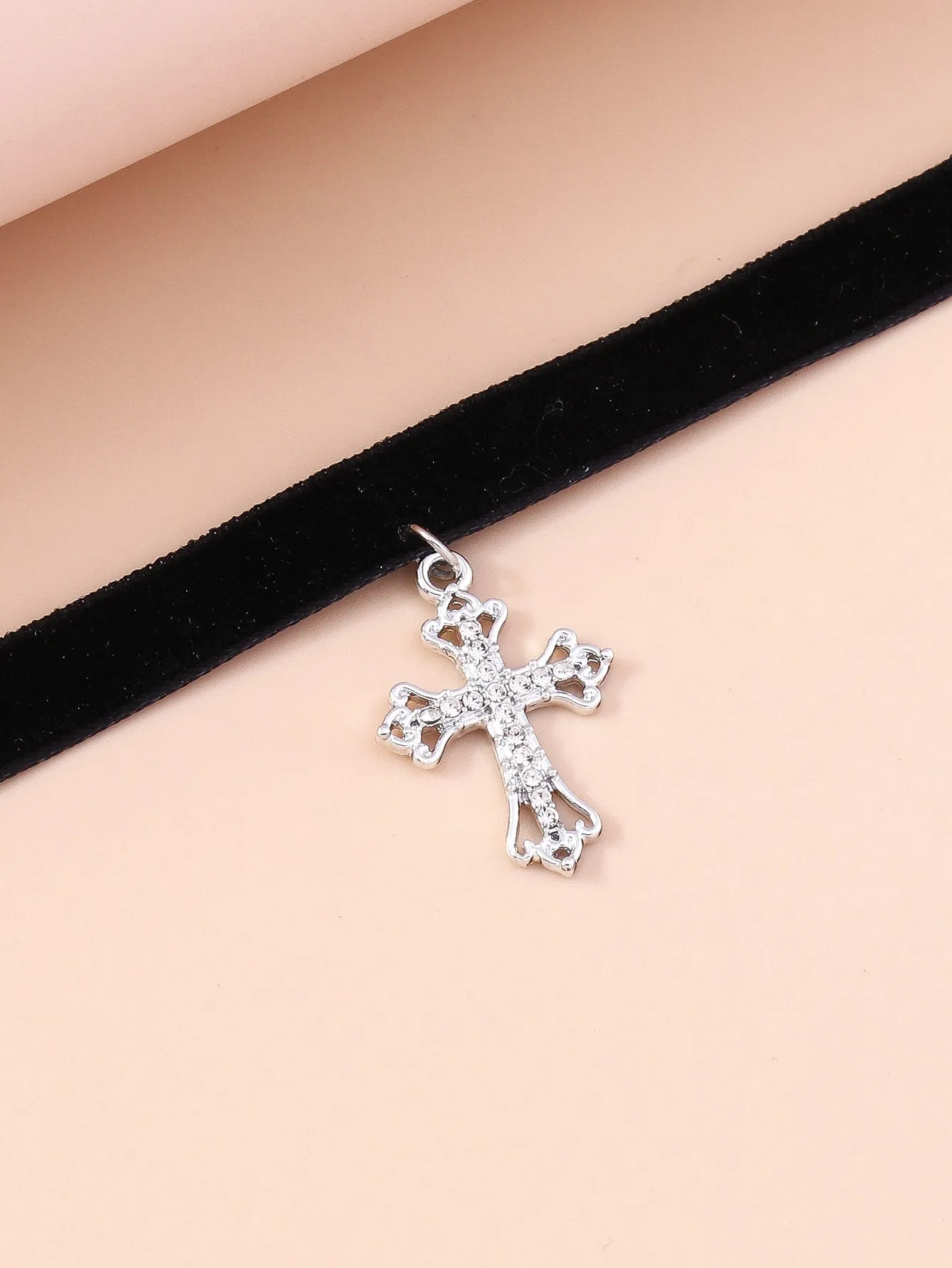 Rhinestone Cross Charm Choker Jewelry for Women Gift for Her Necklace