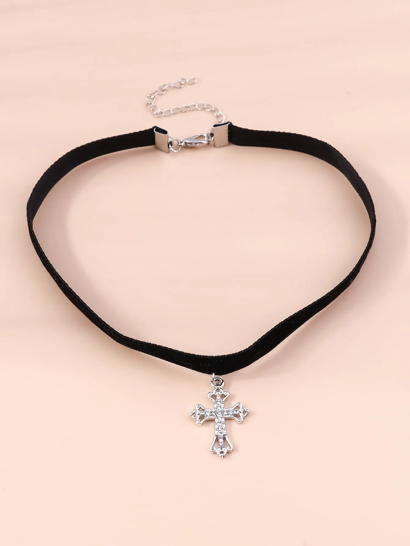 Rhinestone Cross Charm Choker Jewelry for Women Gift for Her Necklace