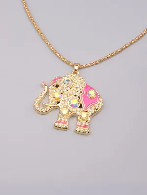 Rhinestone Elephant Charm Necklace Jewelry for Women Gift for Her Necklace