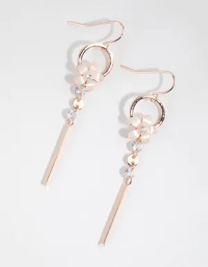 Rose Gold Delicate Flower Drop Earrings