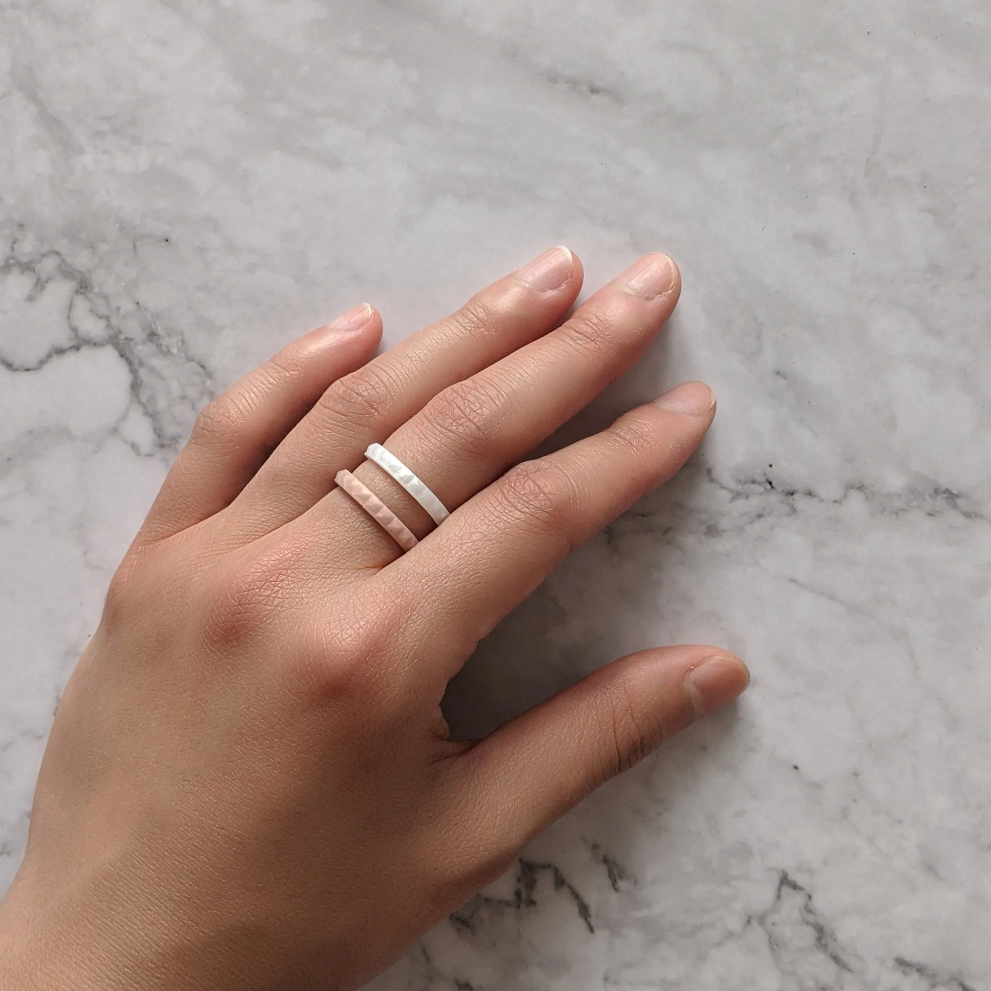 Rose Gold Pyramid Stackable Slim Thin Silicone Ring for Women