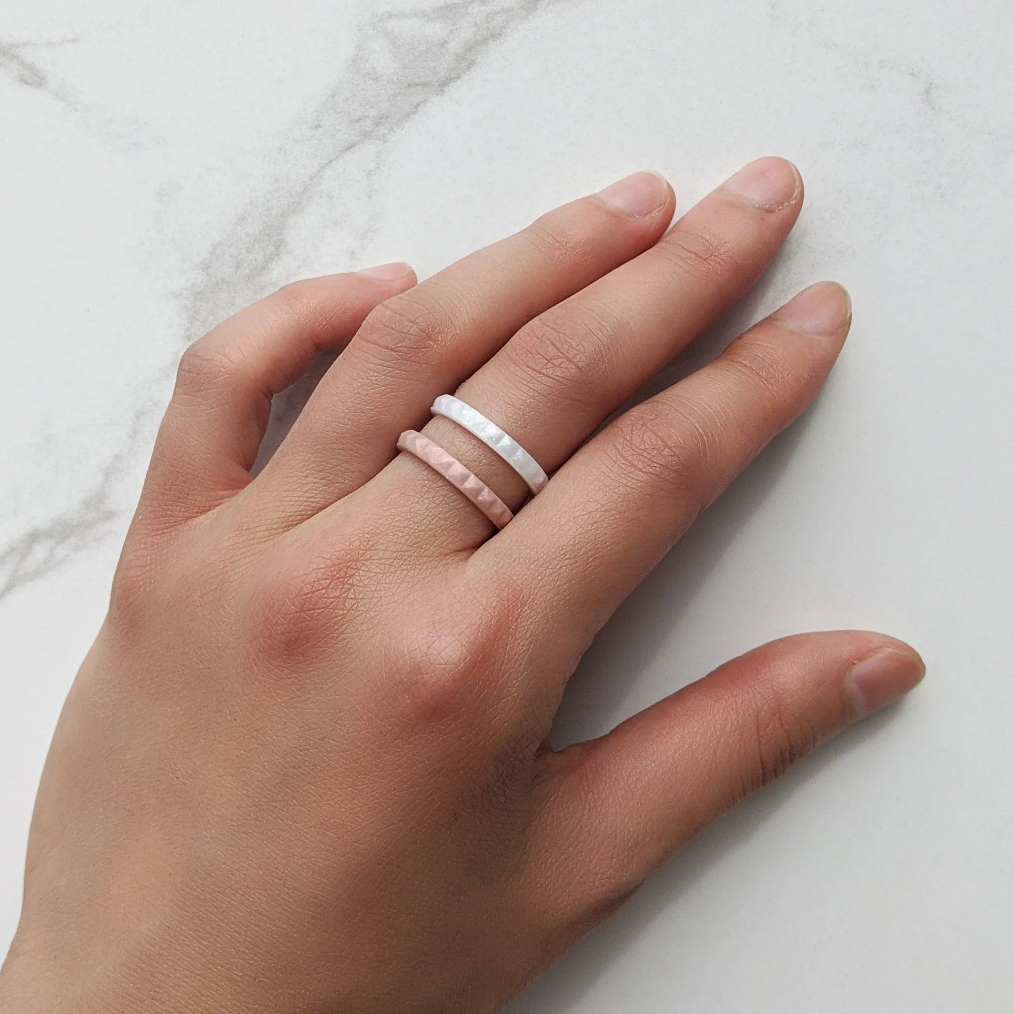 Rose Gold Pyramid Stackable Slim Thin Silicone Ring for Women