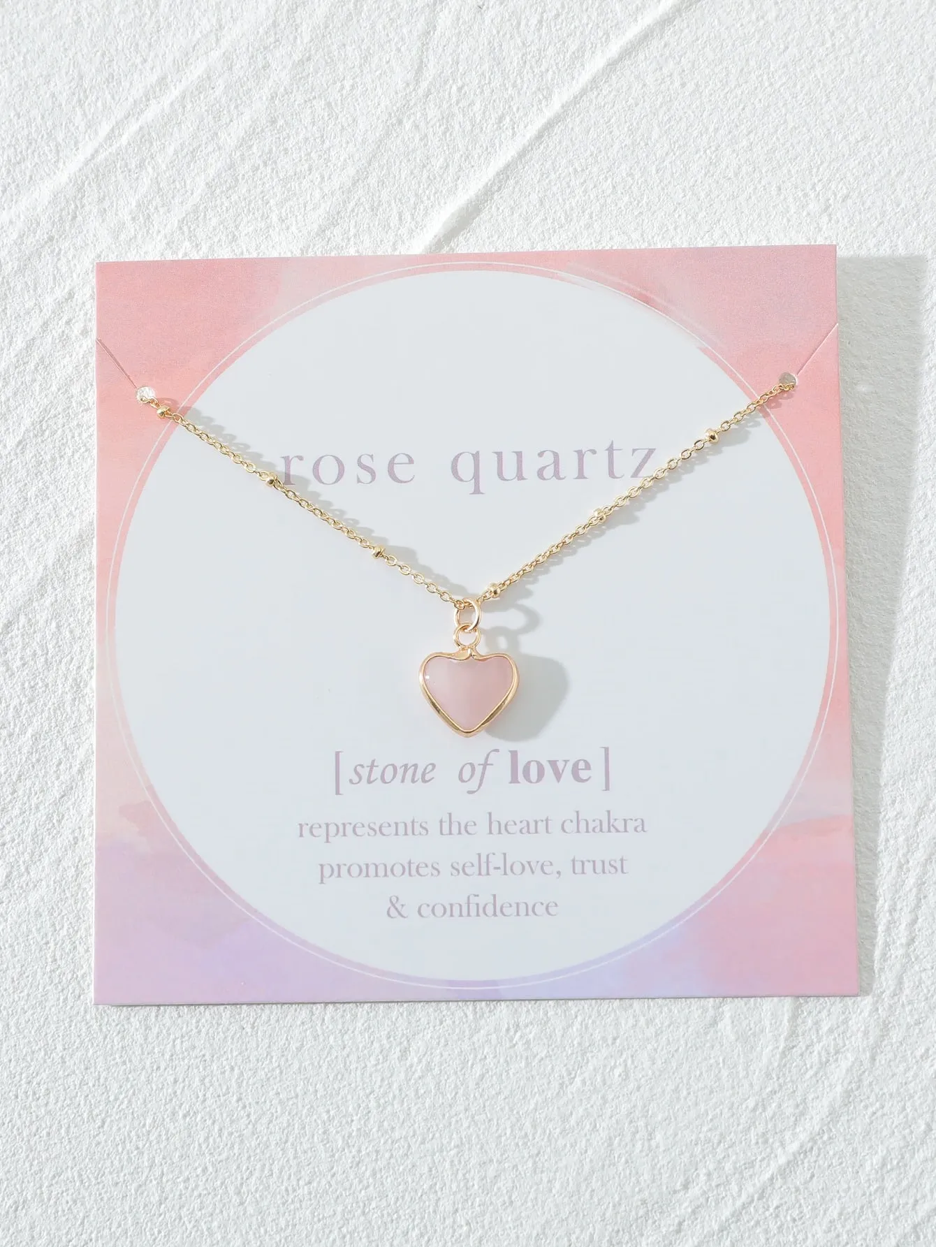 Rose Quartz Stone Heart Charm Necklace Jewelry for Women Gift for Her Necklace