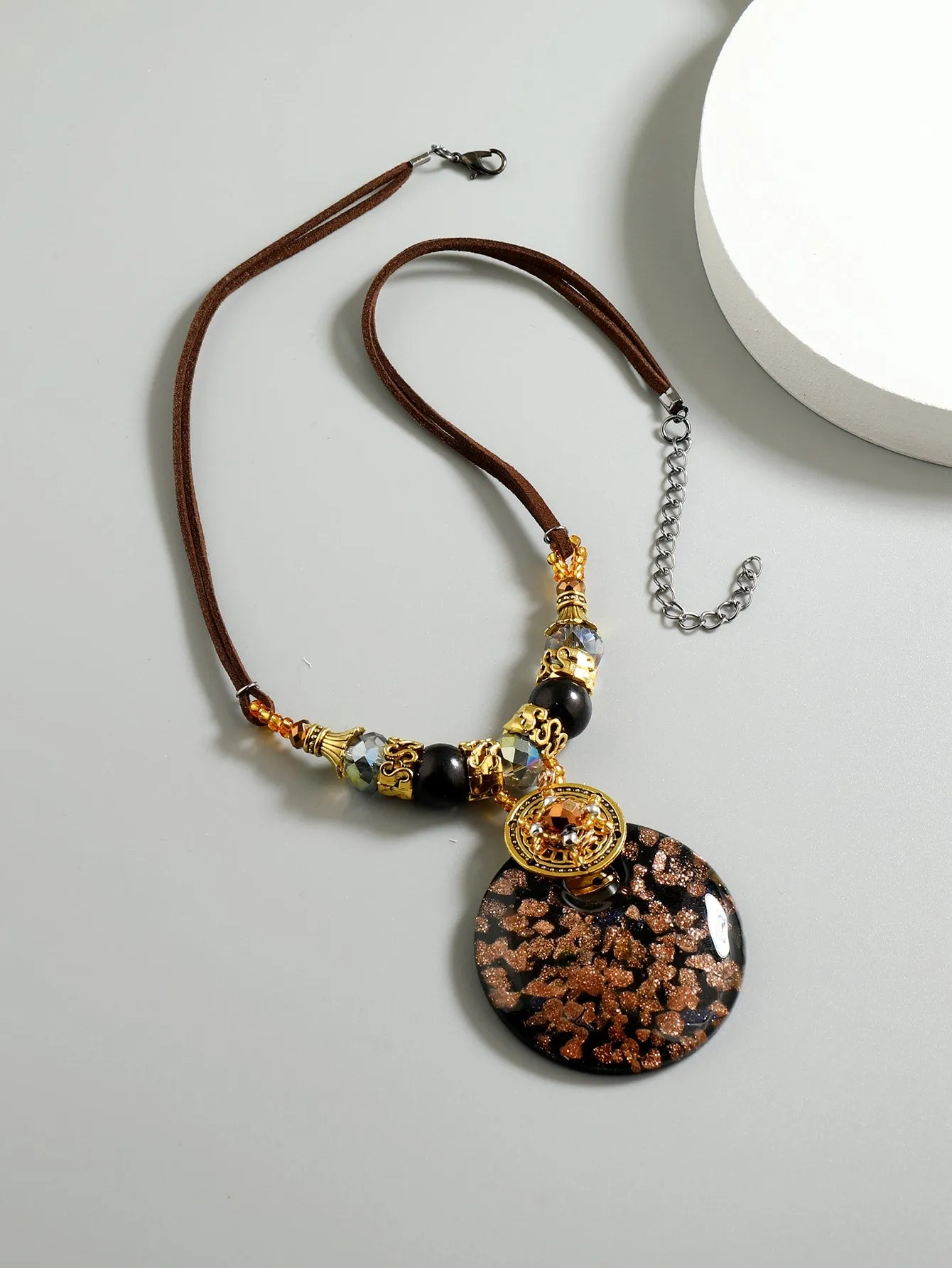 Round Glass Pendant Necklace Statement Necklace Modern Necklace Creative Jewelry