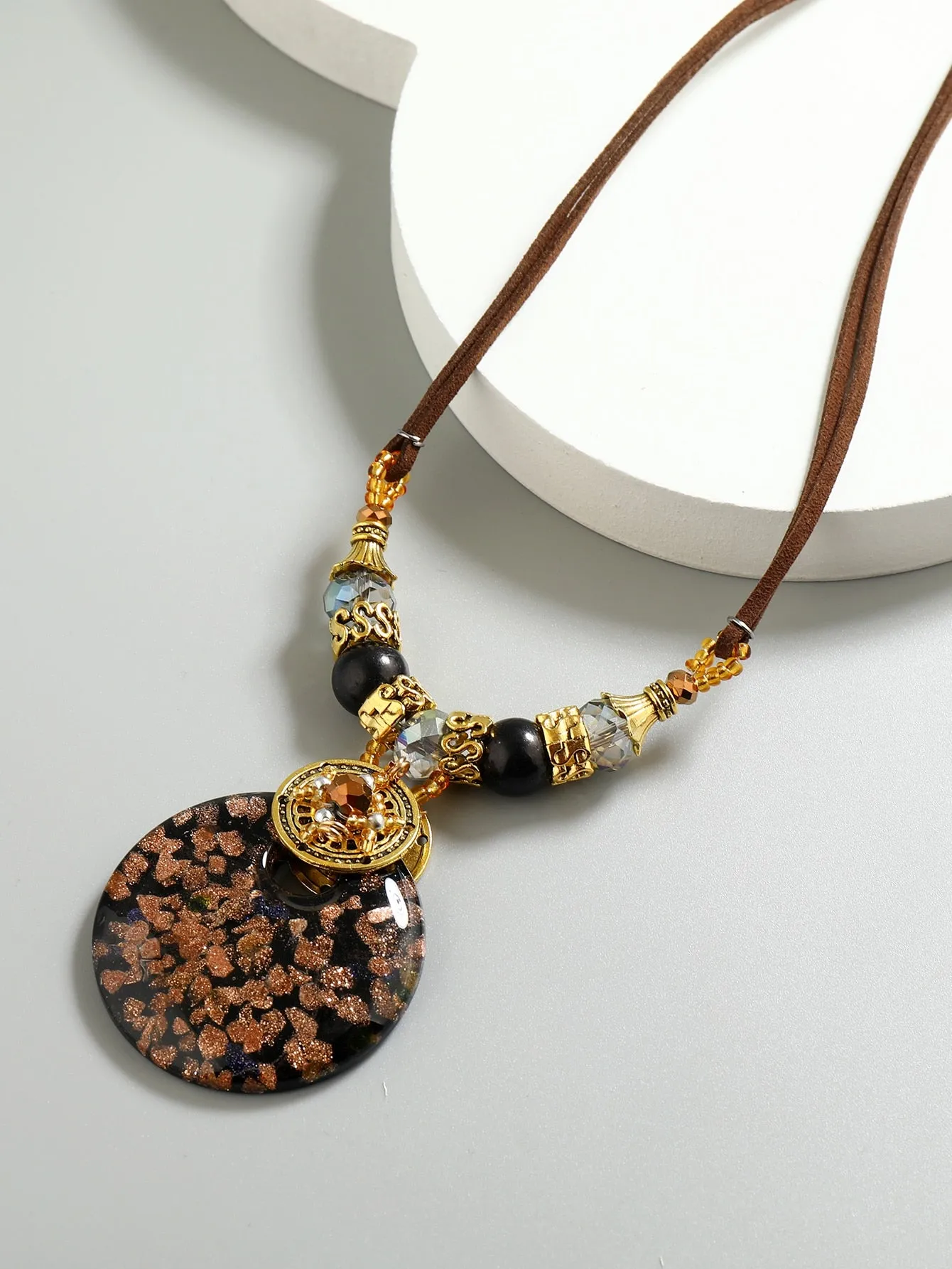 Round Glass Pendant Necklace Statement Necklace Modern Necklace Creative Jewelry