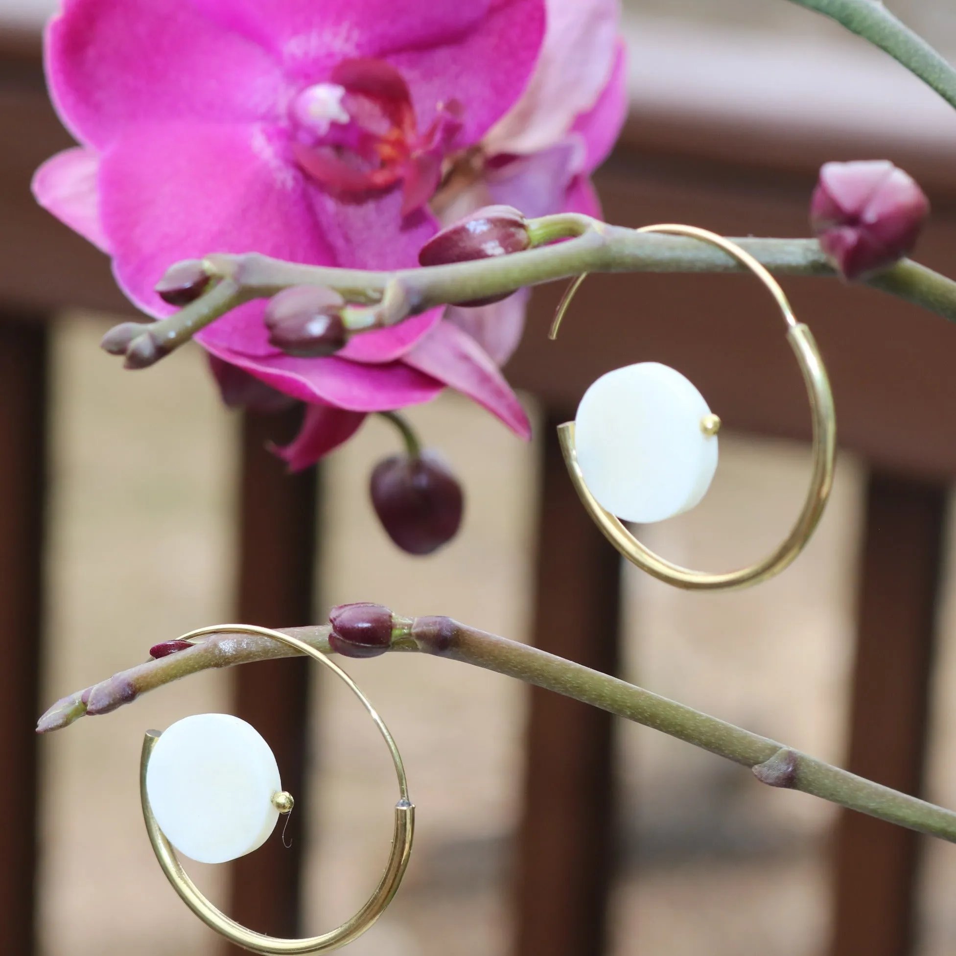 Round Moon Hoop Earring