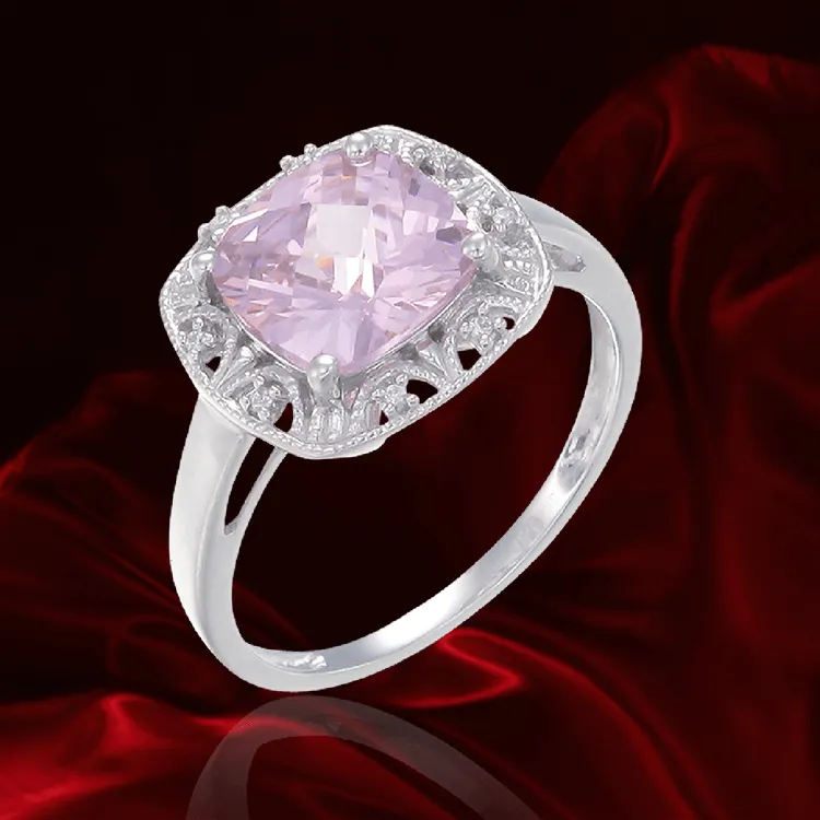 Shimmering Pink Ring with Halo