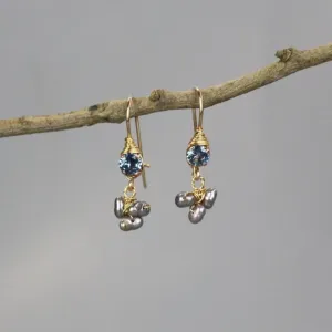 Small Light Blue Zirconia Clover Earrings