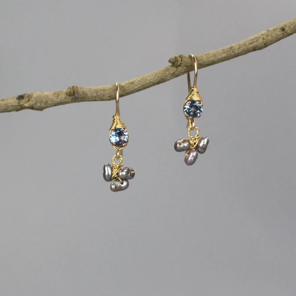 Small Light Blue Zirconia Clover Earrings