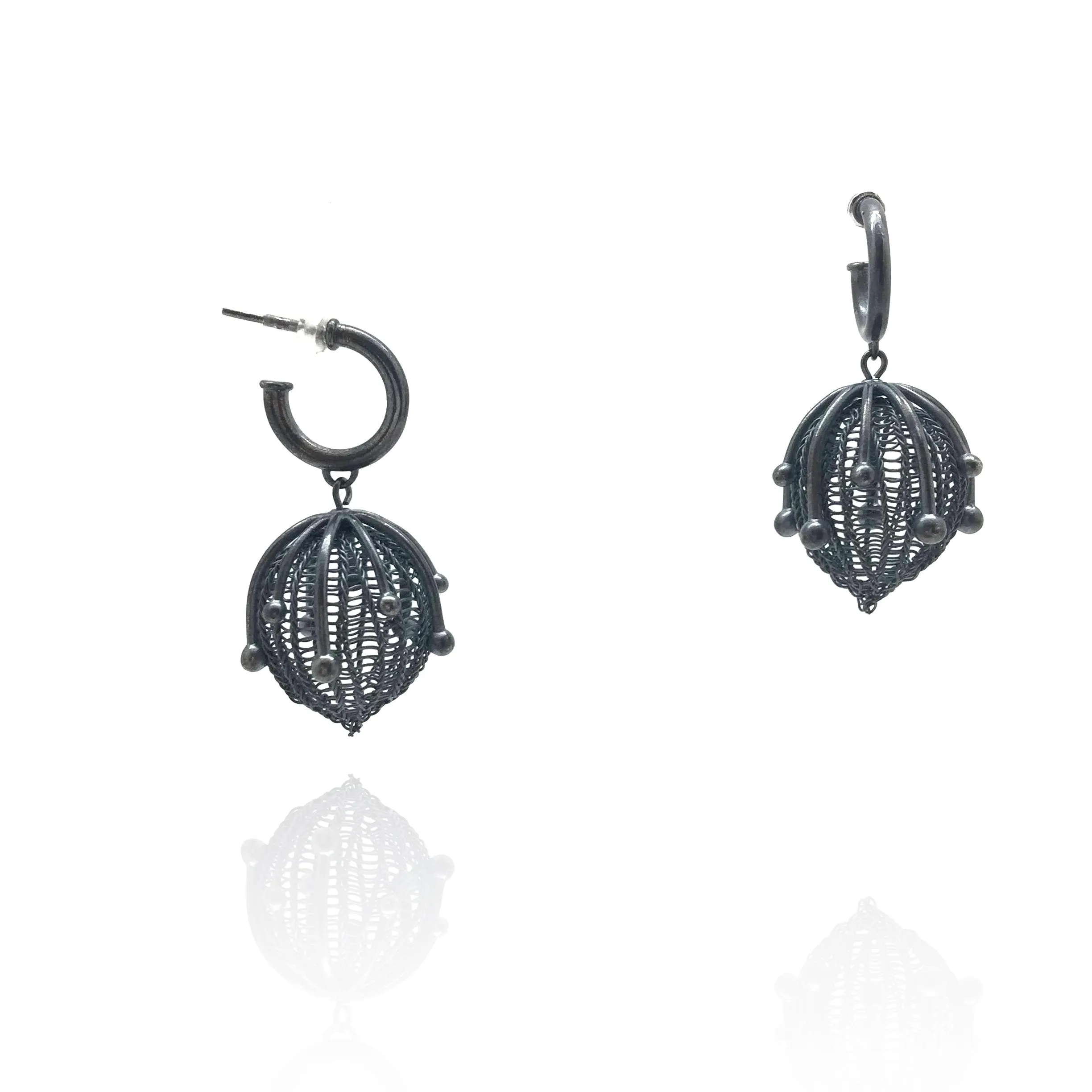 Small Oxidized Dew Earrings