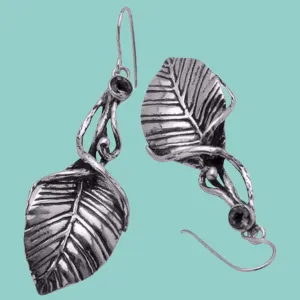 Sterling silver 925 Dangling Earrings Delicate Leaf design