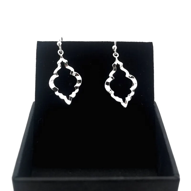 Sterling Silver Hammered Dropper Earrings