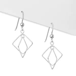 Sterling Silver Square Hook Earrings