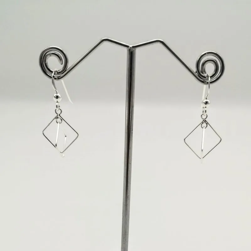 Sterling Silver Square Hook Earrings