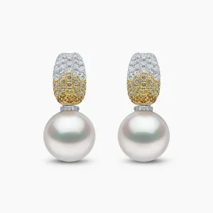 Sunrise 18k Gold South Sea Pearl Diamond Hoop Earrings