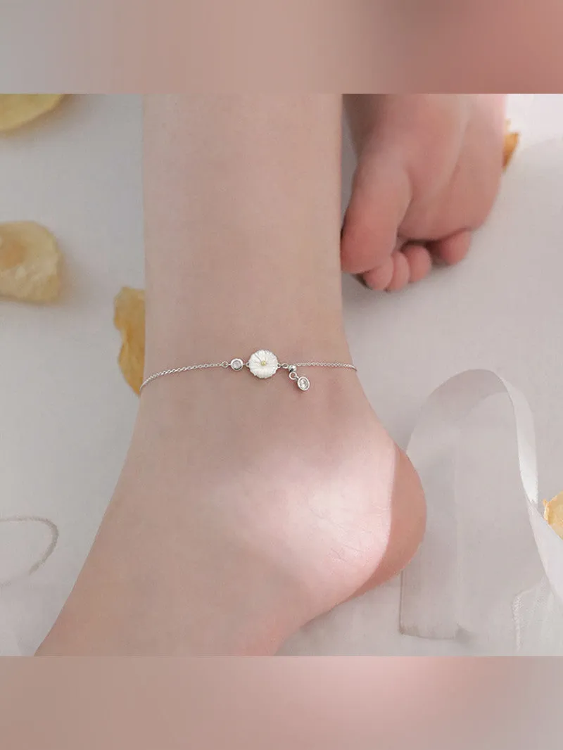 Sweet White Shell Daisy Anklet Bracelet Women