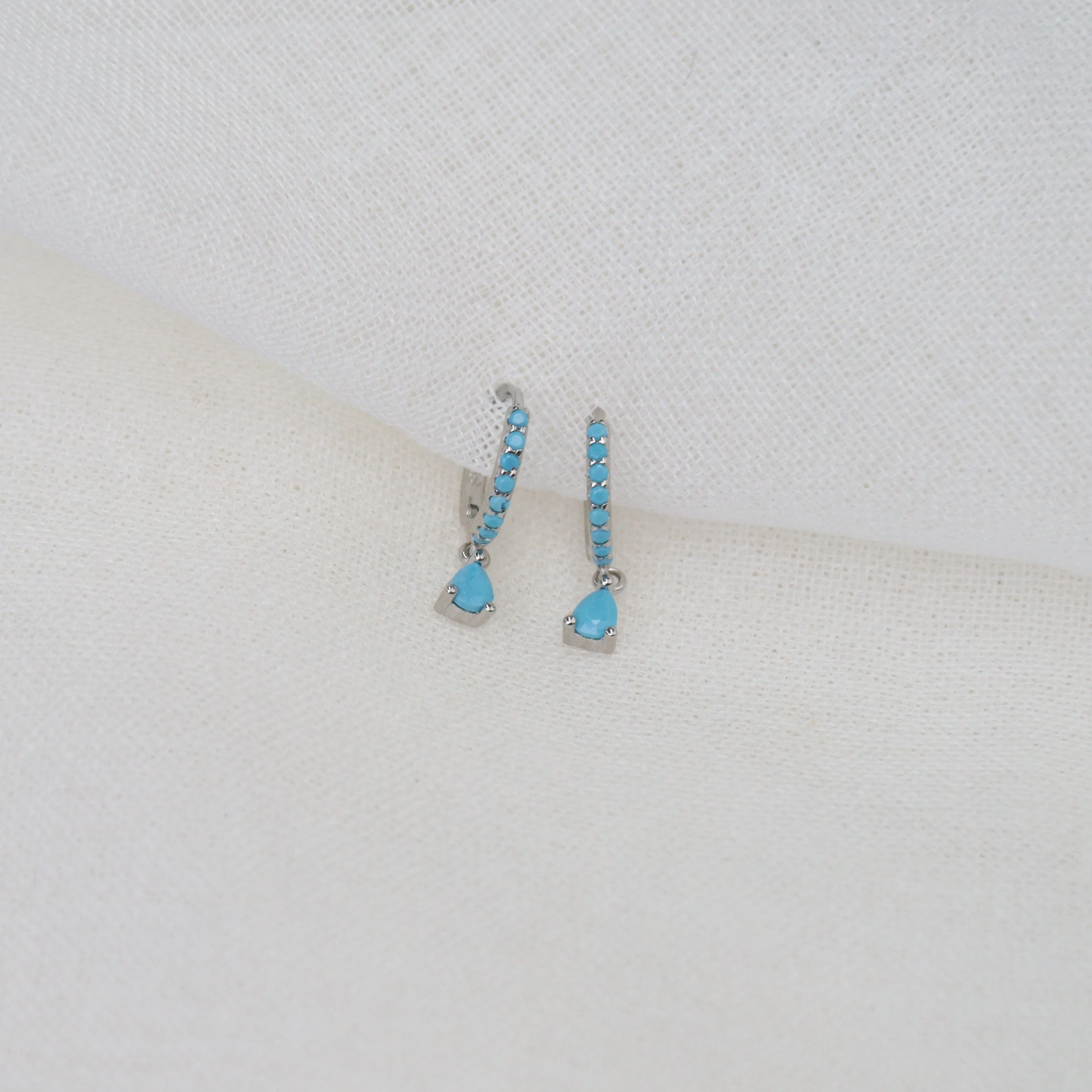 Tash | 18 Gold Plated Sterling Silver Huggies with Turquoise Zircons