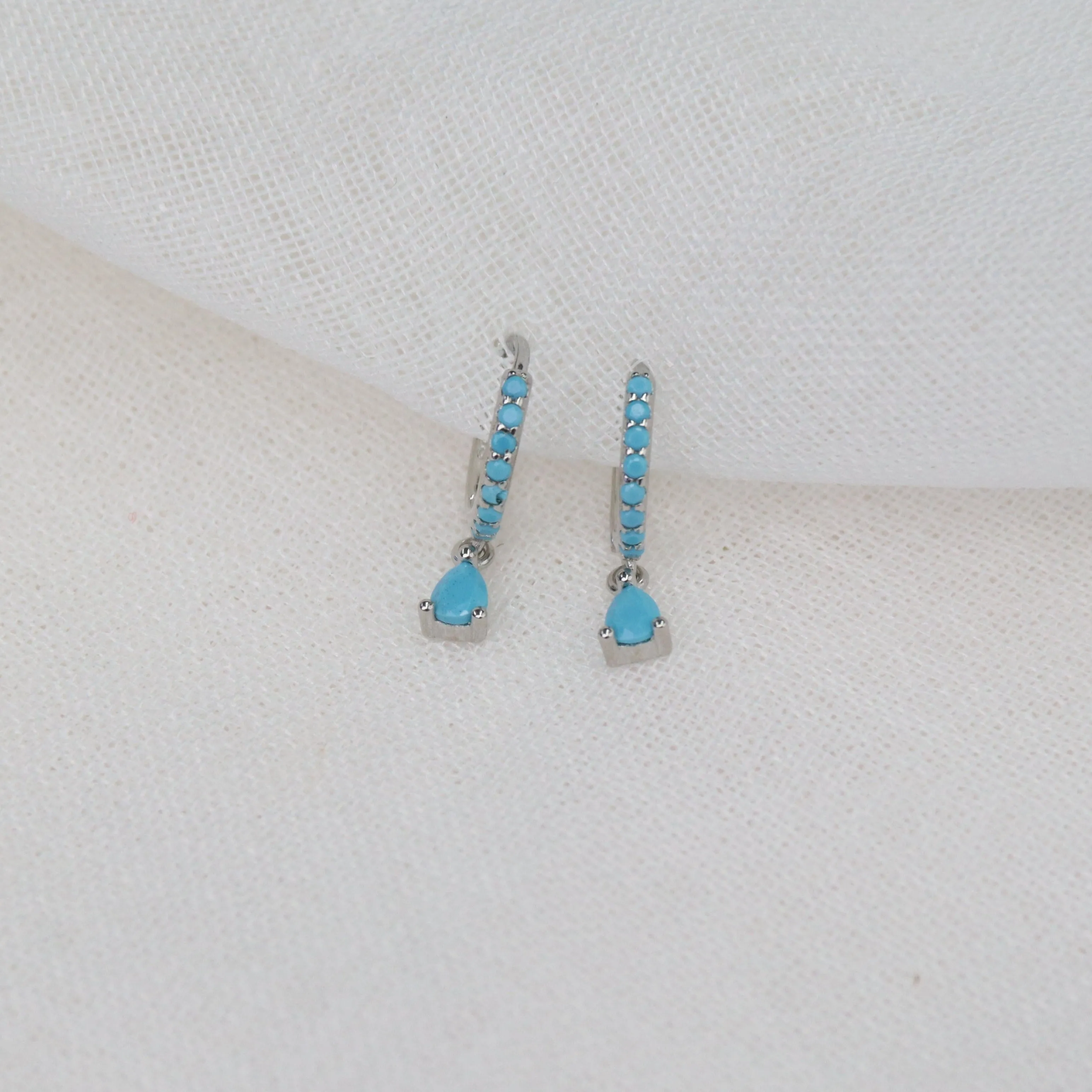 Tash | 18 Gold Plated Sterling Silver Huggies with Turquoise Zircons