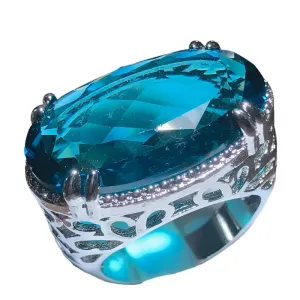 TEEK - Large Zircon Blue Gem Ring