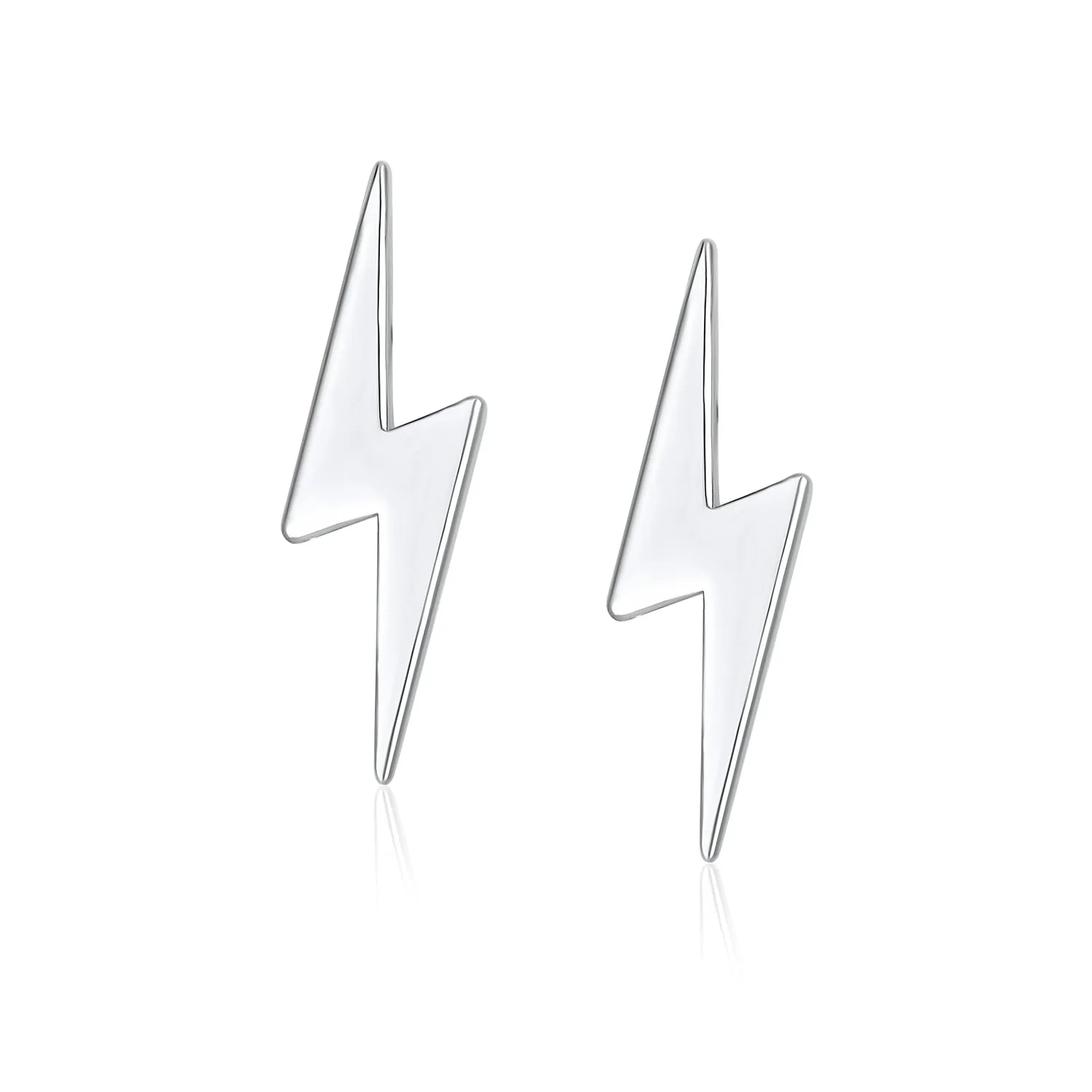 Tiny Geometric Lightning Bolt Stud Earrings in Sterling Silver