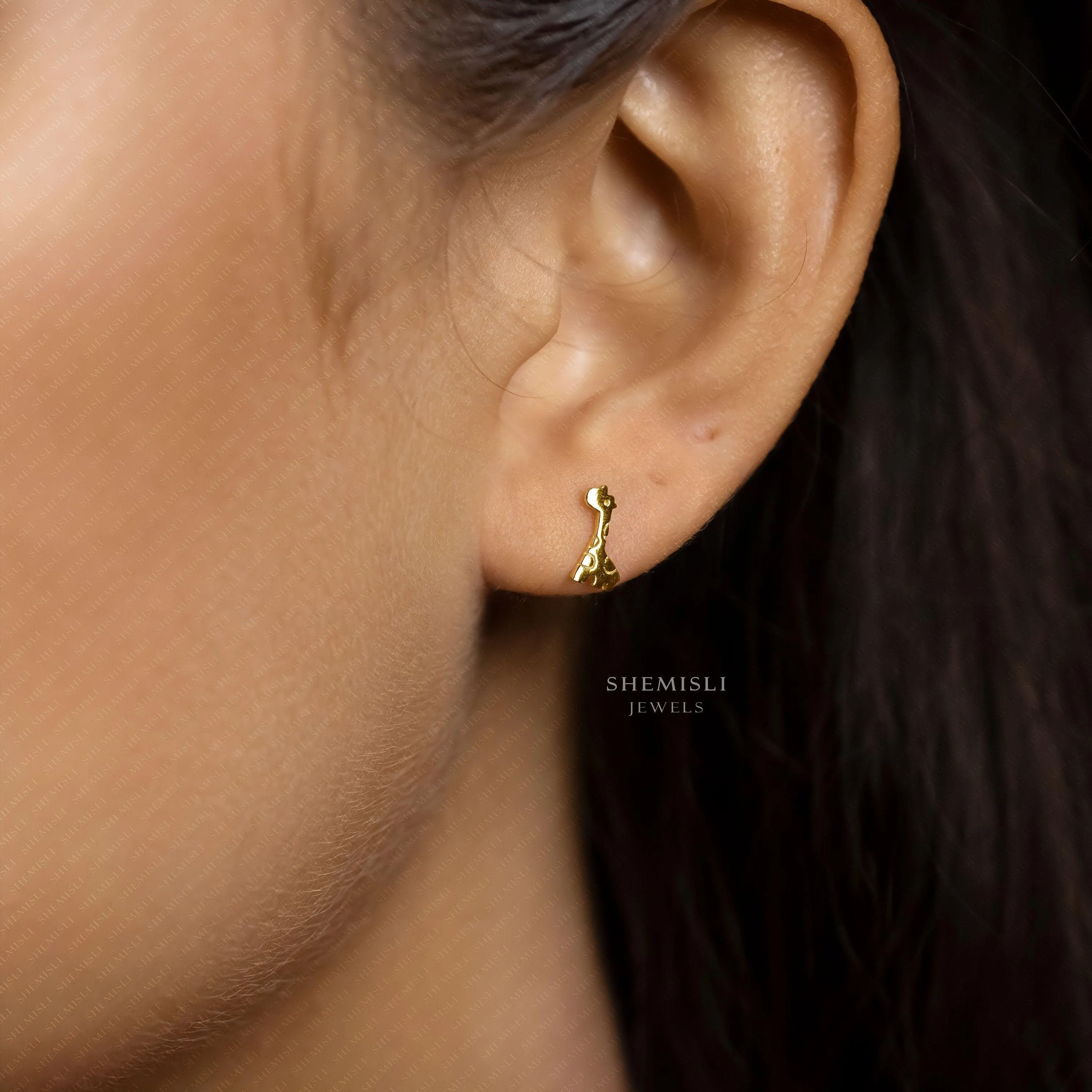 Tiny Giraffe Stud Earrings, Gold, Silver SHEMISLI - SS106 LR