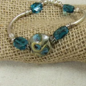 Turquoise Artisan Bead Bangle Bracelet