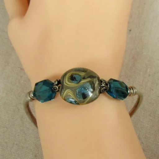 Turquoise Artisan Bead Bangle Bracelet