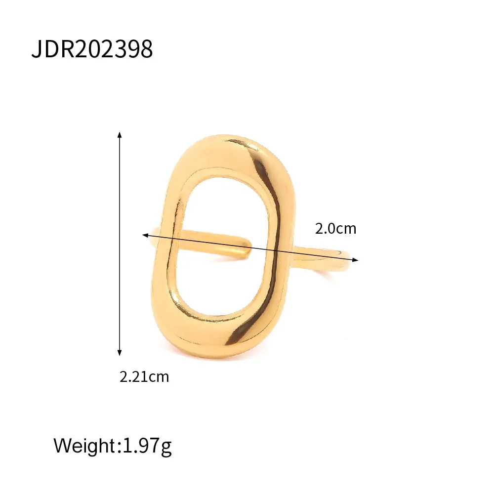 VAIGE 18K Gold Plated Waterproof Stainless Steel Ring Collection - Elegant Geometric Fashion Jewelry for Parties