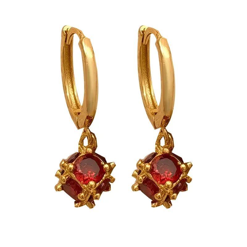 VAIGE Elegant Ruby Red Glass Dangle Earrings - Chic Ear Accessories