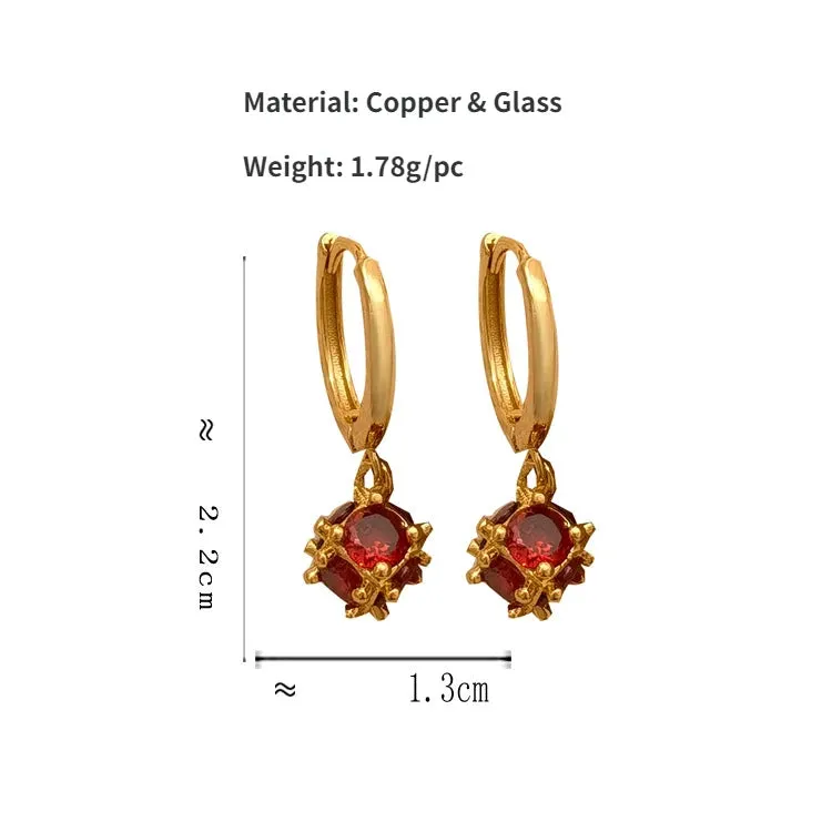 VAIGE Elegant Ruby Red Glass Dangle Earrings - Chic Ear Accessories