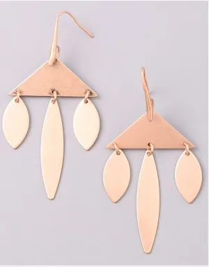 Vintage Snoot Triangle Chandelier Earrings in Gold