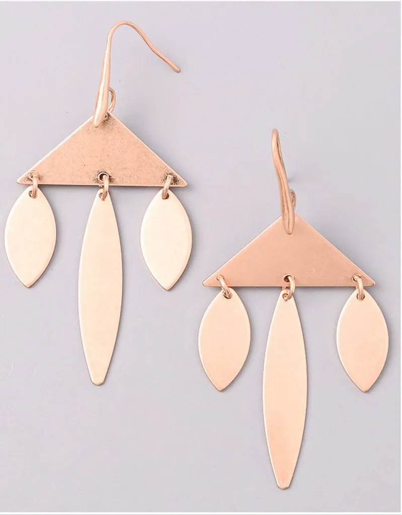 Vintage Snoot Triangle Chandelier Earrings in Gold